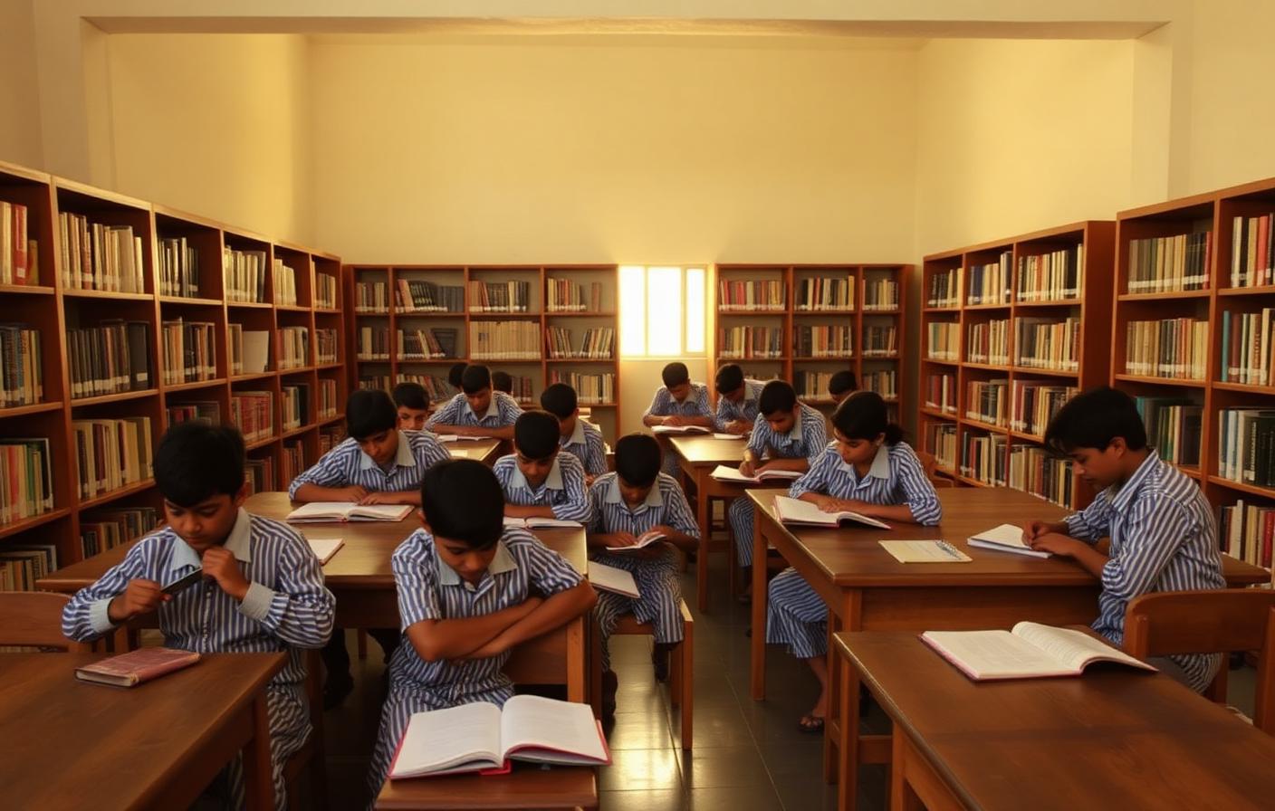Students reading in the BTHS library