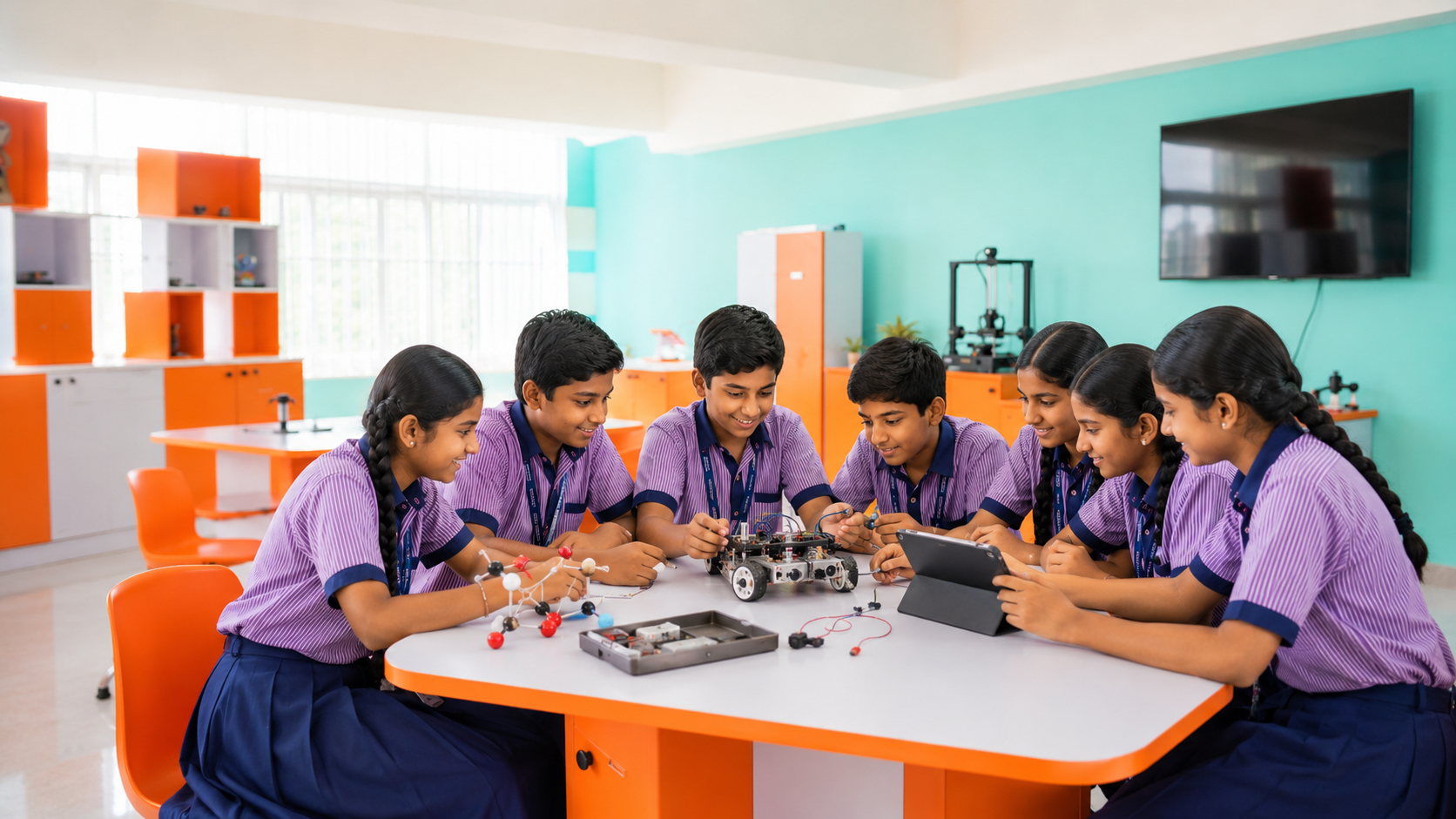 Brahmam students in the Cognospace STEM lab